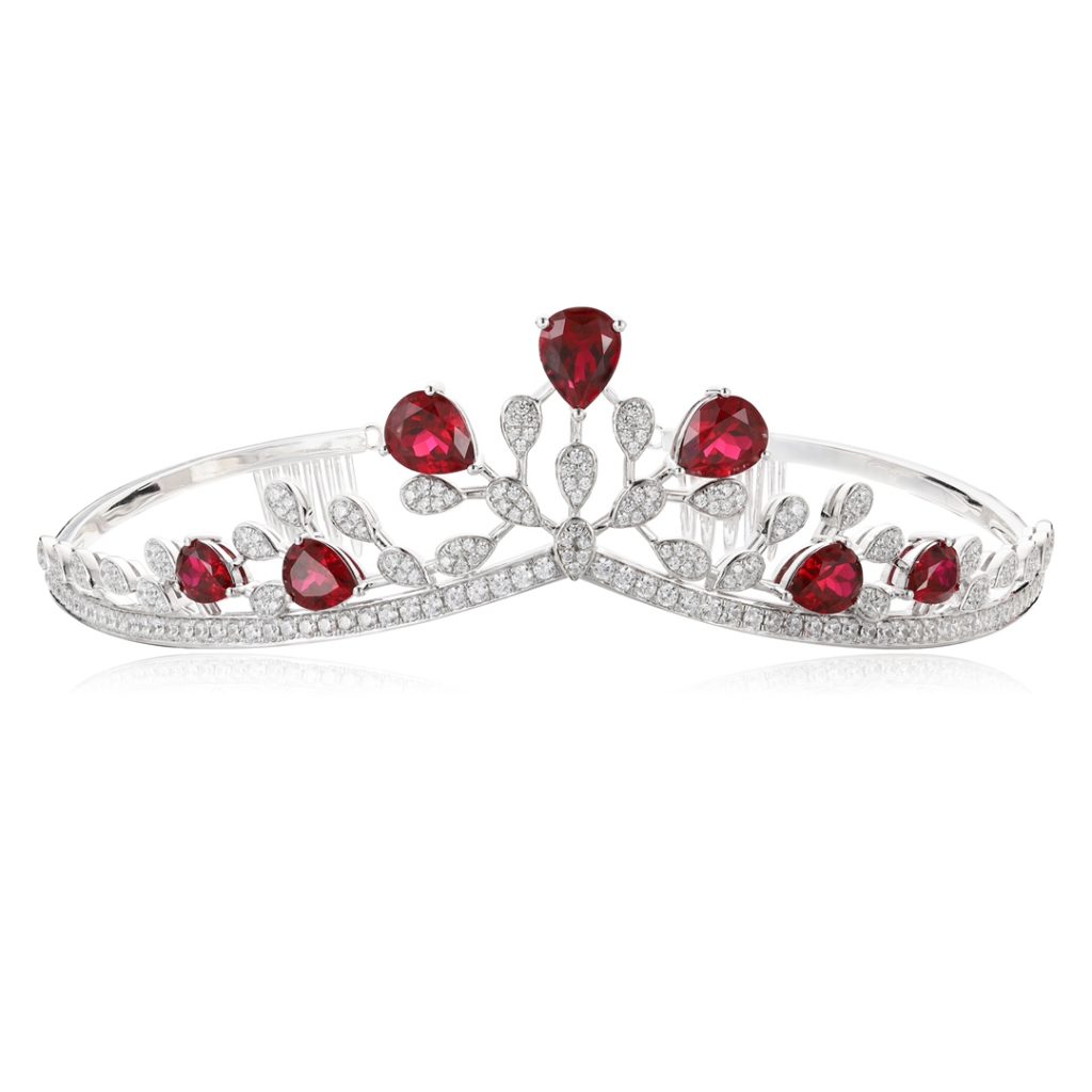 Ruby Floral Branch Tiara
